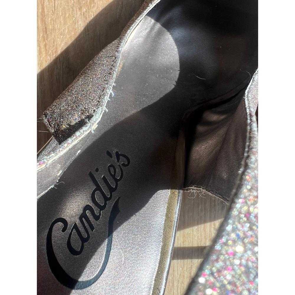 Y2K Glam Candie's Slingback Heels 8 Silver Glitter Stiletto Party Formal Wedding - Picture 4 of 5